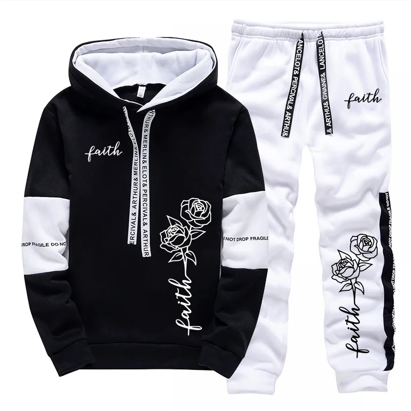 Plant Parent Hoodie - Faith Flower Print Hoodie and Sweatpants