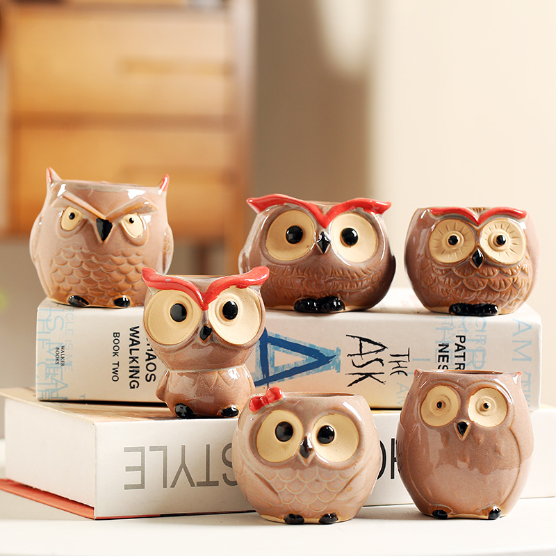 Cactus Mix Pot - Ceramic Owl Flower Pot Cute Animal