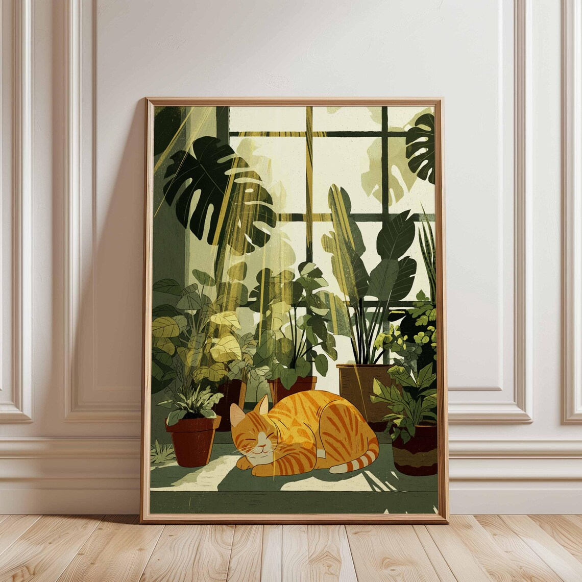Plant Parent Day - Sunlit Plant Window Cat Wall Art