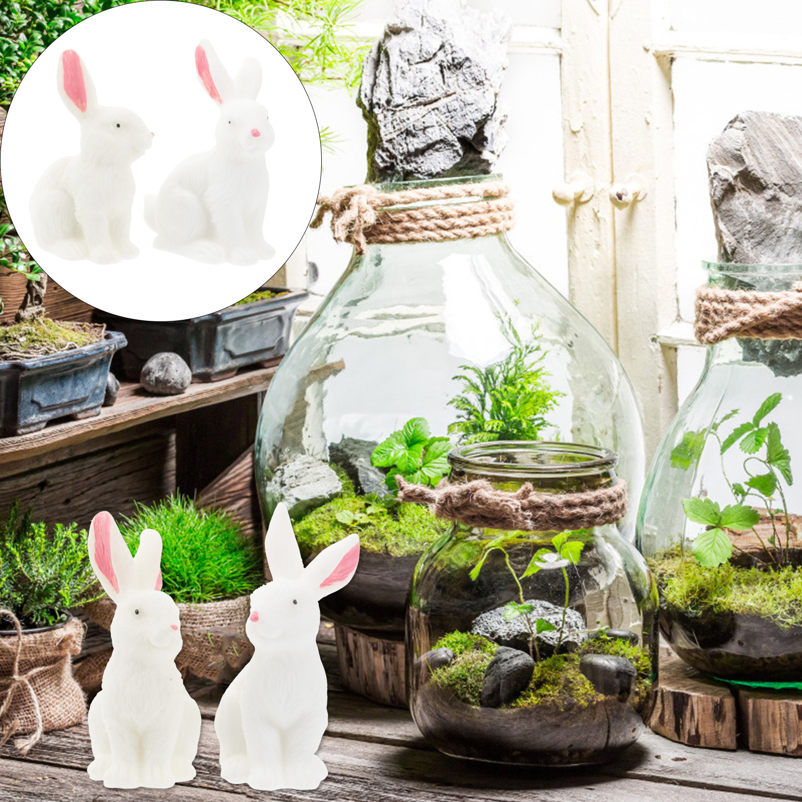 Succulent Arrangement Mini - 2Pcs Premium Mini Rabbit Decor Set