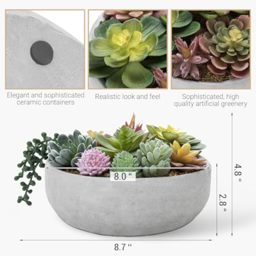 8 Inch Round Modern Artificial - Succulent Arrangement Mini avis et prix