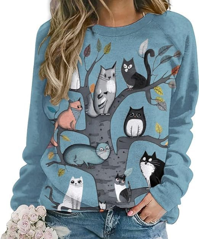 3D Print Cute Cat Floral Sweat - Plant Parent Hoodie avis et prix