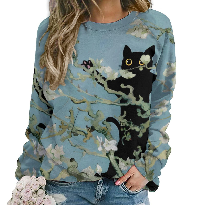 3D Print Cute Cat Floral Sweat - Plant Parent Hoodie avis et prix