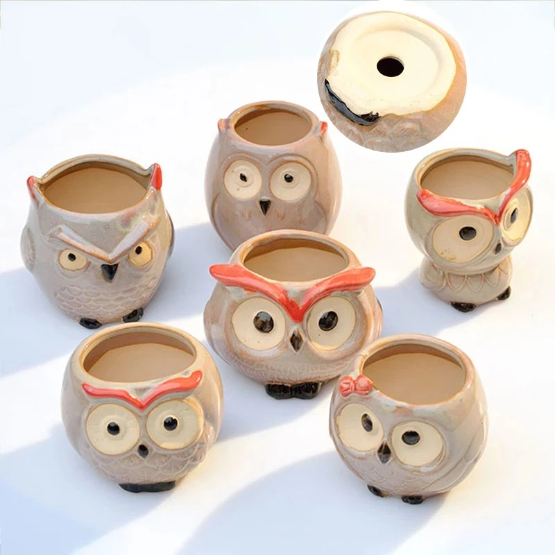 Ceramic Owl Flower Pot Cute An - Cactus Mix Pot avis et prix