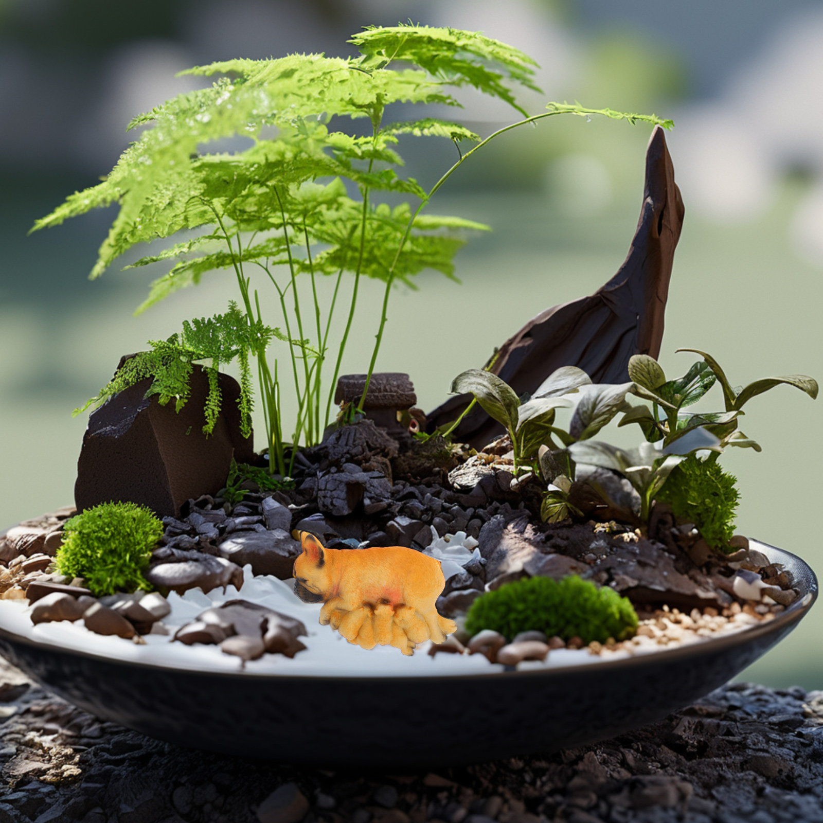 Realistic Mini French Bulldog  - Succulent Arrangement Mini avis et prix